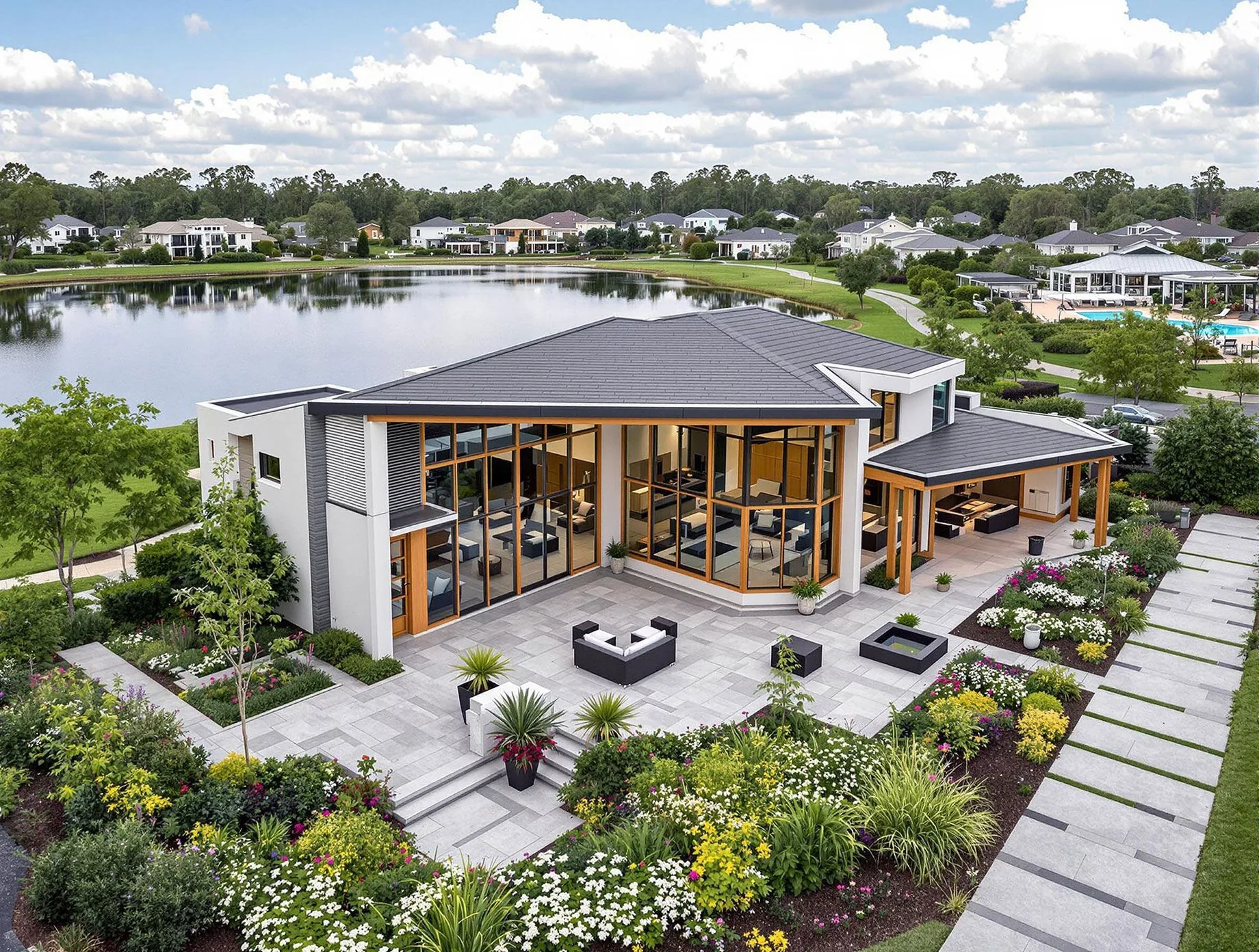 Luxury gated villa estate with gardens representing security and exclusivity